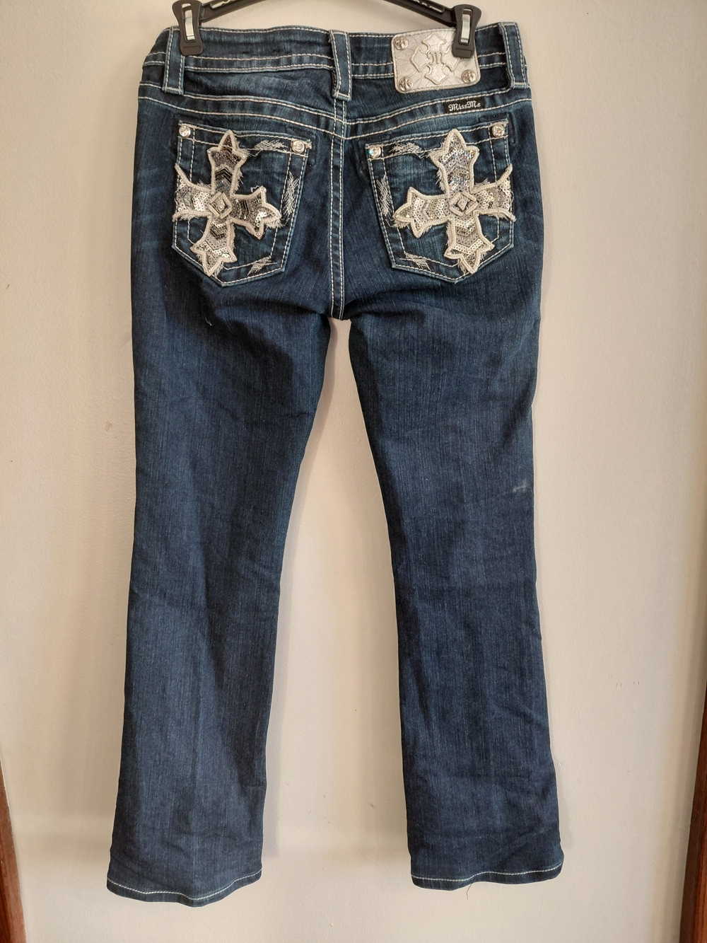Miss Me Women's Dark Blue Embroidered Bootcut Jeans